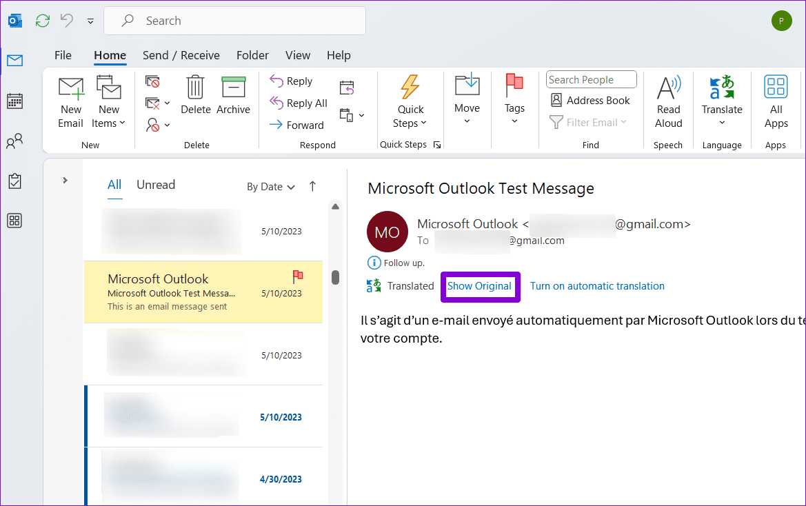 Undo-Translation-in-Outlook-for-Desktop كيفية ترجمة رسائل البريد الإلكتروني في Microsoft Outlook
