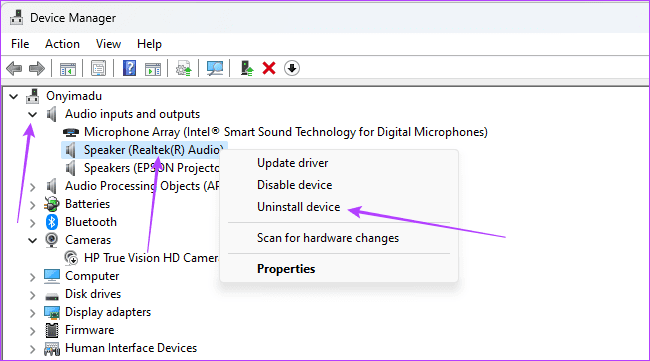 Uninstall-audio-driver أفضل 6 إصلاحات لقيام Discord بالتقاط صوت اللعبة في Windows 11