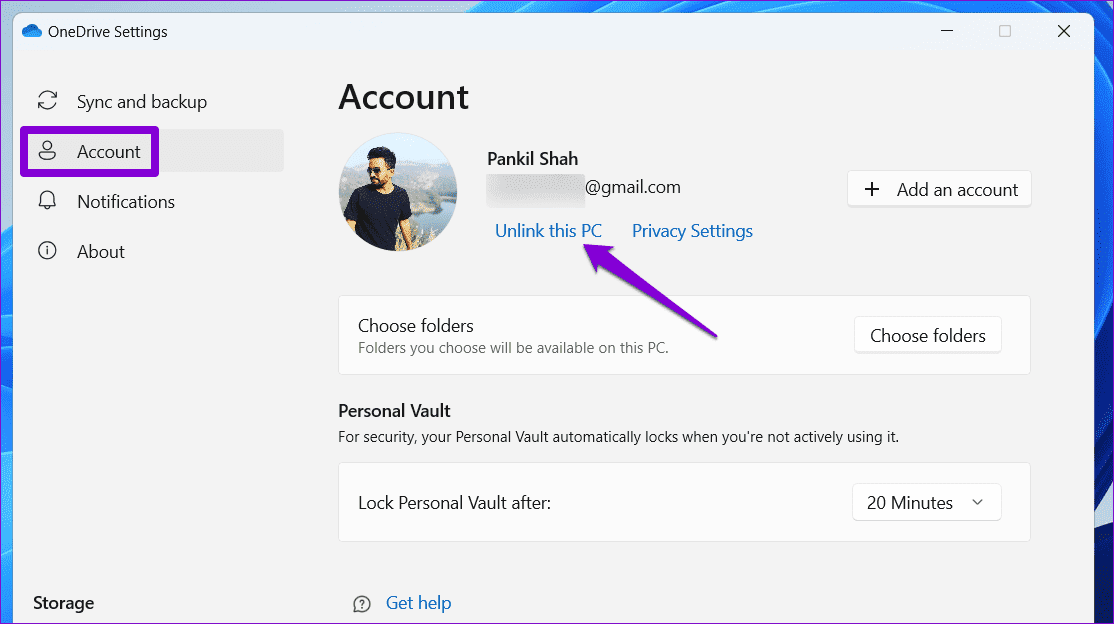 Unlink-OneDrive-Account-From-Windows-1 أفضل 6 إصلاحات لإنشاء ملفات ومجلدات مكررة في OneDrive على Windows