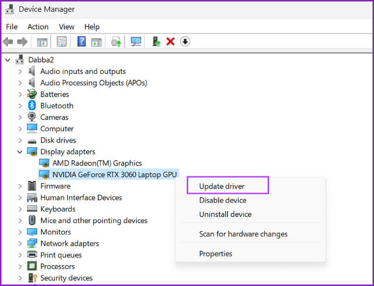 Update-GPU-Driver-1-1 أفضل 7 طرق لإصلاح خطأ "رفض الوصول" في لوحة تحكم NVIDIA في Windows 11