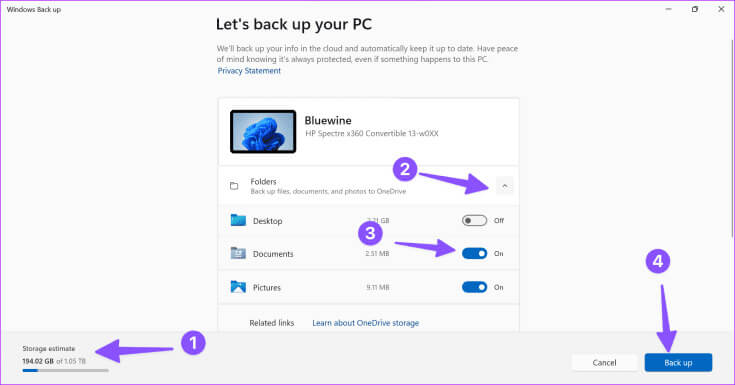 Use-Windows-Backup-App-3-735x385-1 كيفية استخدام Windows Backup لحفظ الملفات والإعدادات