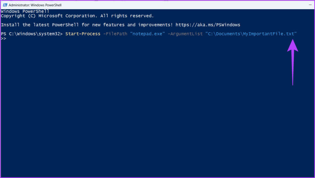 Use-arguments-while-opening-an-EXE-file-in-Start-Process-1024x578-1 5 طرق لتشغيل الملفات التنفيذية (EXE) من PowerShell