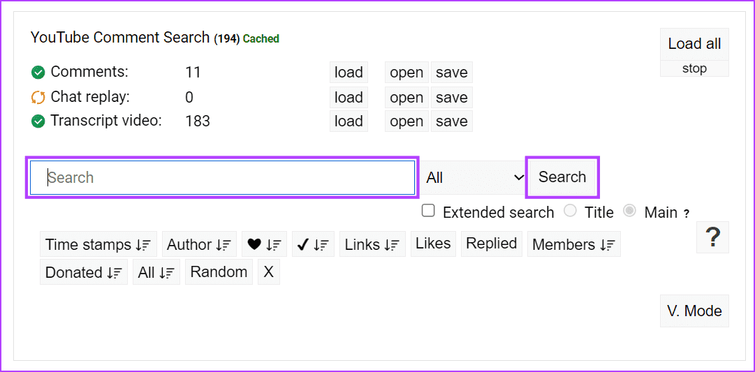 Use-extension-to-load-the-comment كيفية البحث عن التعليقات على موقع YouTube