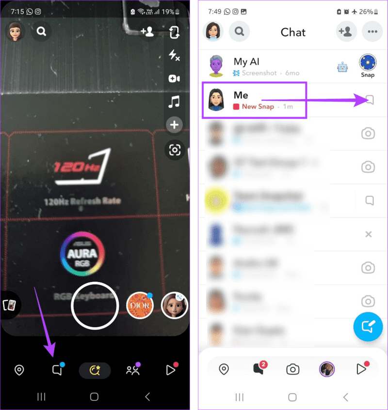 Use-half-swipe-on-Snapchat كيفية إعادة فتح أو إعادة تشغيل Snap على Snapchat