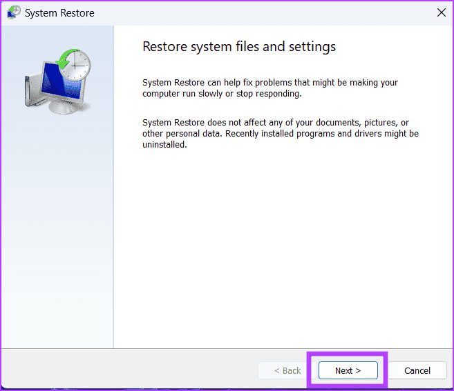 Use-system-restore-15 أفضل 7 إصلاحات لخطأ "فشل تعداد الكائنات في الحاوية" على Windows