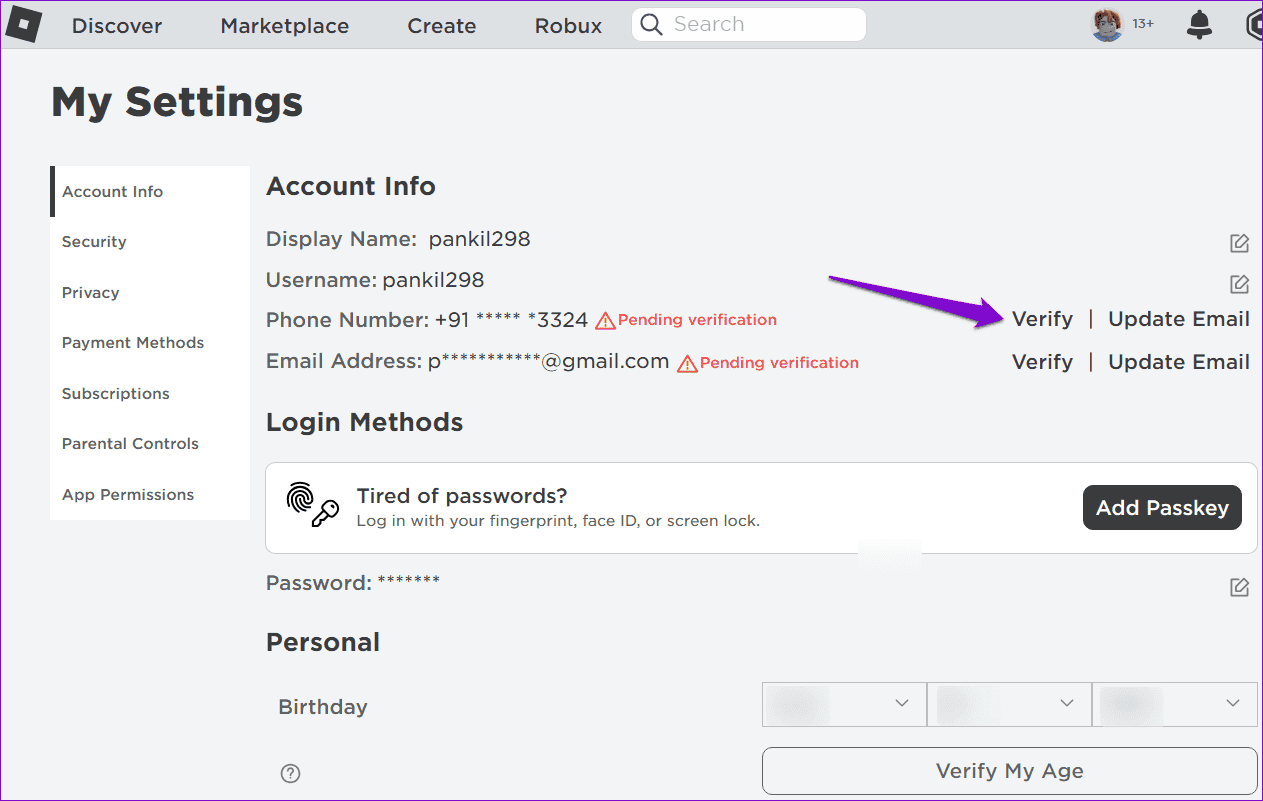 Verify-Phone-Number-in-Roblox-1 أفضل 7 إصلاحات لعدم القدرة على شراء أي شيء على Roblox