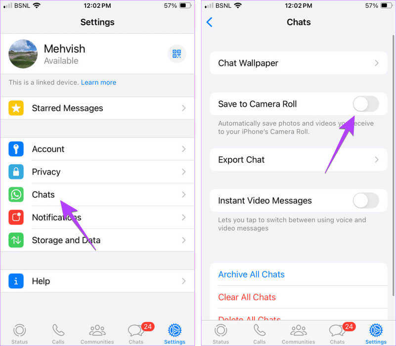 WhatsApp-iPhone-save-to-camera-roll-1024x895-1 أين يتم تخزين مستندات أو صور WhatsApp على iPhone و Android