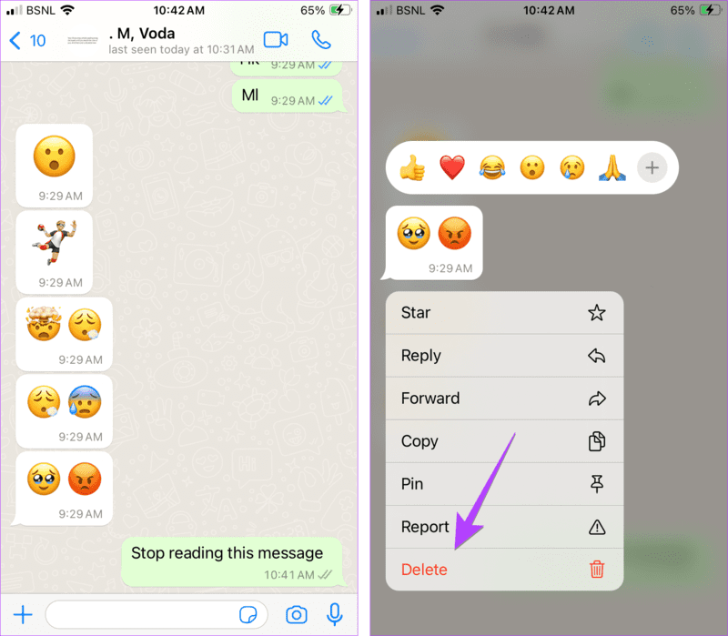WhatsApp-iphone-select-multiple-message-in-chat كيفية حذف الدردشات والرسائل المتعددة على WhatsApp