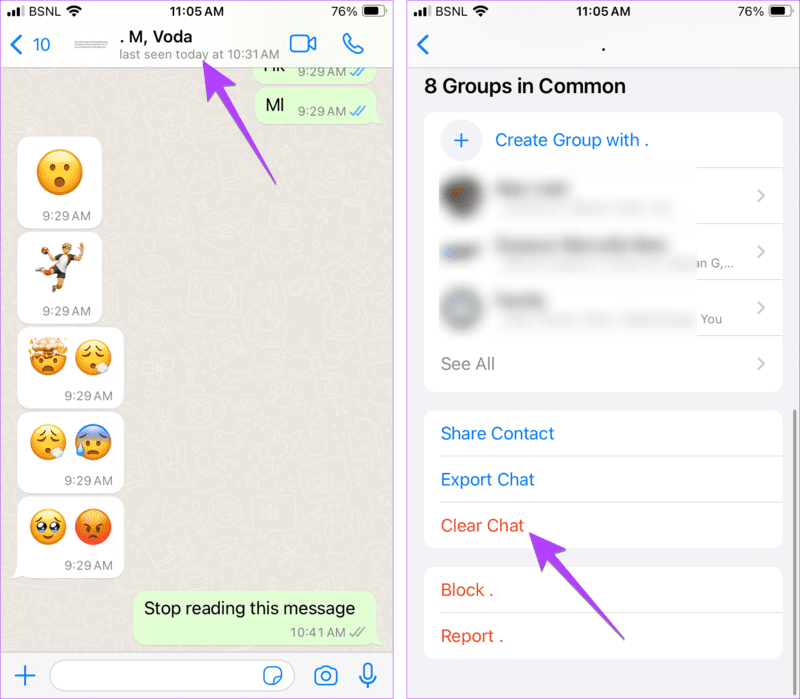 Whatsapp-Clear-chat-iphone كيفية حذف الدردشات والرسائل المتعددة على WhatsApp
