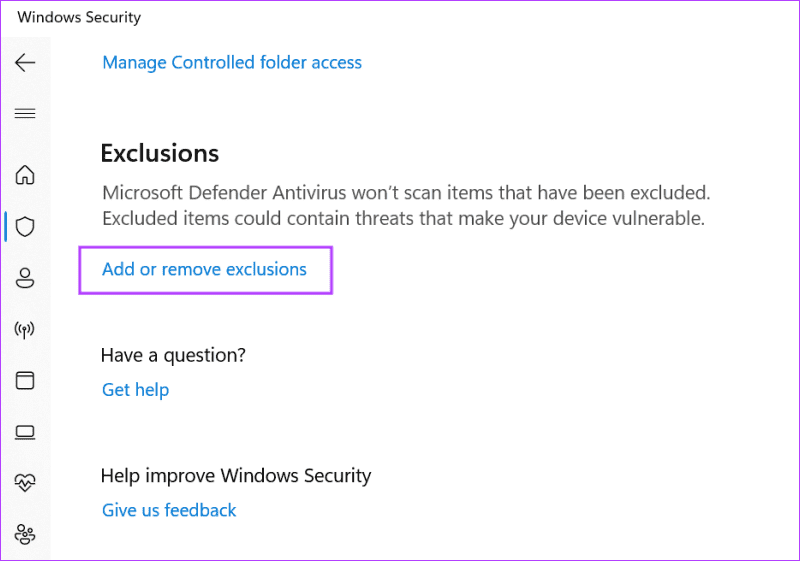 Whitelist-CCleaner-in-Windows-Security-2 أفضل 7 طرق لإصلاح عدم عمل CCleaner في Windows 11