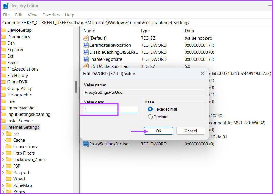Wipe-Proxy-Settings-Using-Registry-Editor-4 أفضل 9 إصلاحات لخطأ "هناك خطأ ما في الخادم الوكيل" في Chrome