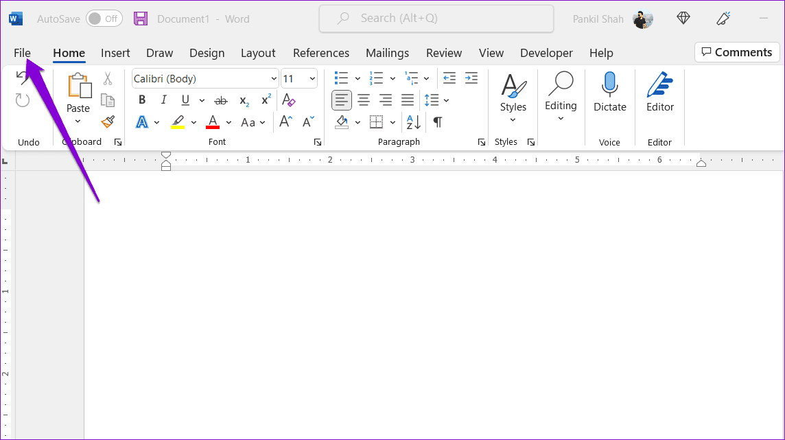 Word-File-Menu-1 أفضل 7 إصلاحات لعدم إمكانية تحديد النص أو تمييزه في Microsoft Word على Windows