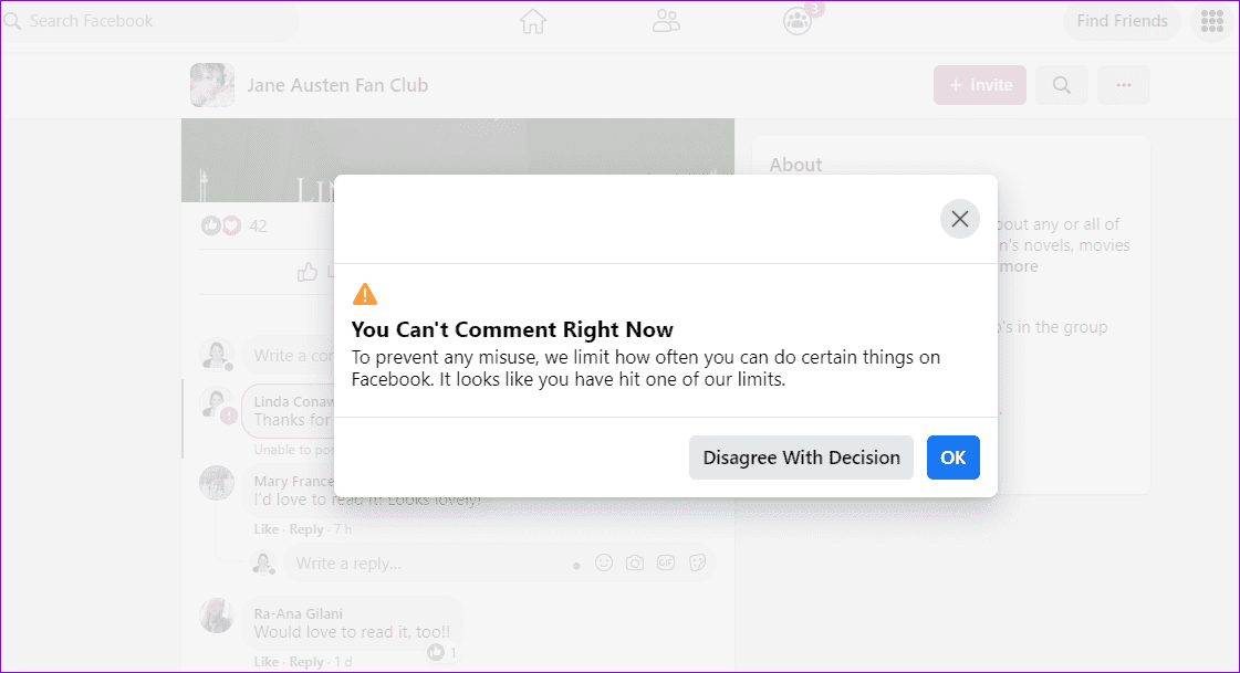 You-Cant-Comment-Right-Now-Error-on-Facebook أفضل 9 إصلاحات لعدم القدرة على التعليق على منشورات Facebook