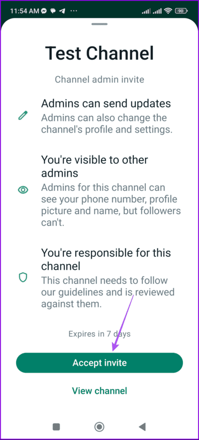 accept-invite-to-become-whatsappchannel-admin-694x1536-1 كيفية إضافة عدة مسؤولين إلى قنوات WhatsApp