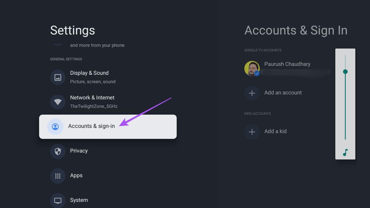 accounts-and-sign-in-google-tv-settings-1 أفضل 7 إصلاحات لعدم تنزيل التطبيقات على Chromecast (Google TV)