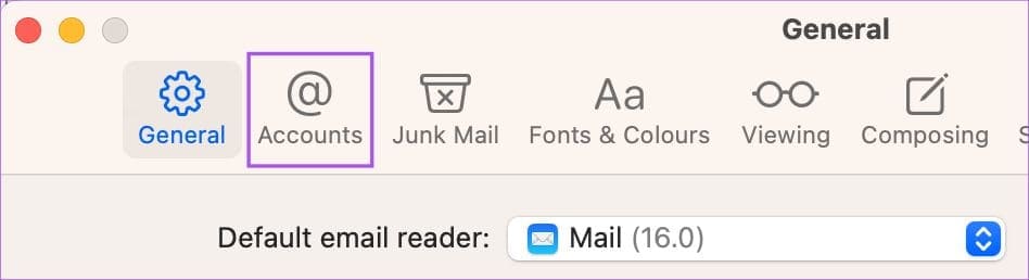 accounts-settings-mail-app-mac أفضل 7 إصلاحات لعدم إمكانية إرسال رسائل البريد الإلكتروني باستخدام Apple Mail على Mac