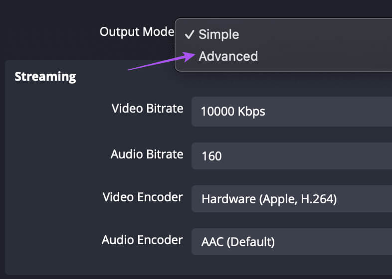 advanced-output-settings-obs كيفية البث المباشر على Instagram على الهاتف المحمول وسطح المكتب