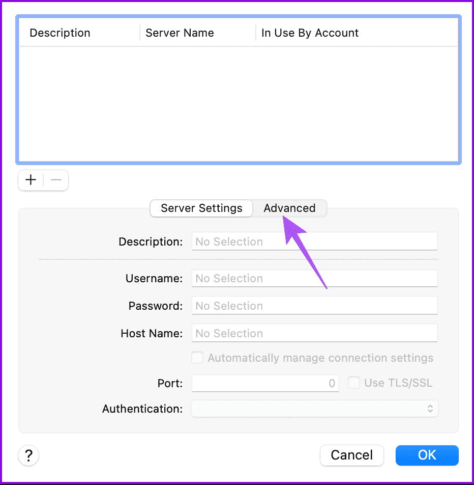 advanced-settings-smtp-server-list-mail-app-mac أفضل 7 إصلاحات لعدم إمكانية إرسال رسائل البريد الإلكتروني باستخدام Apple Mail على Mac