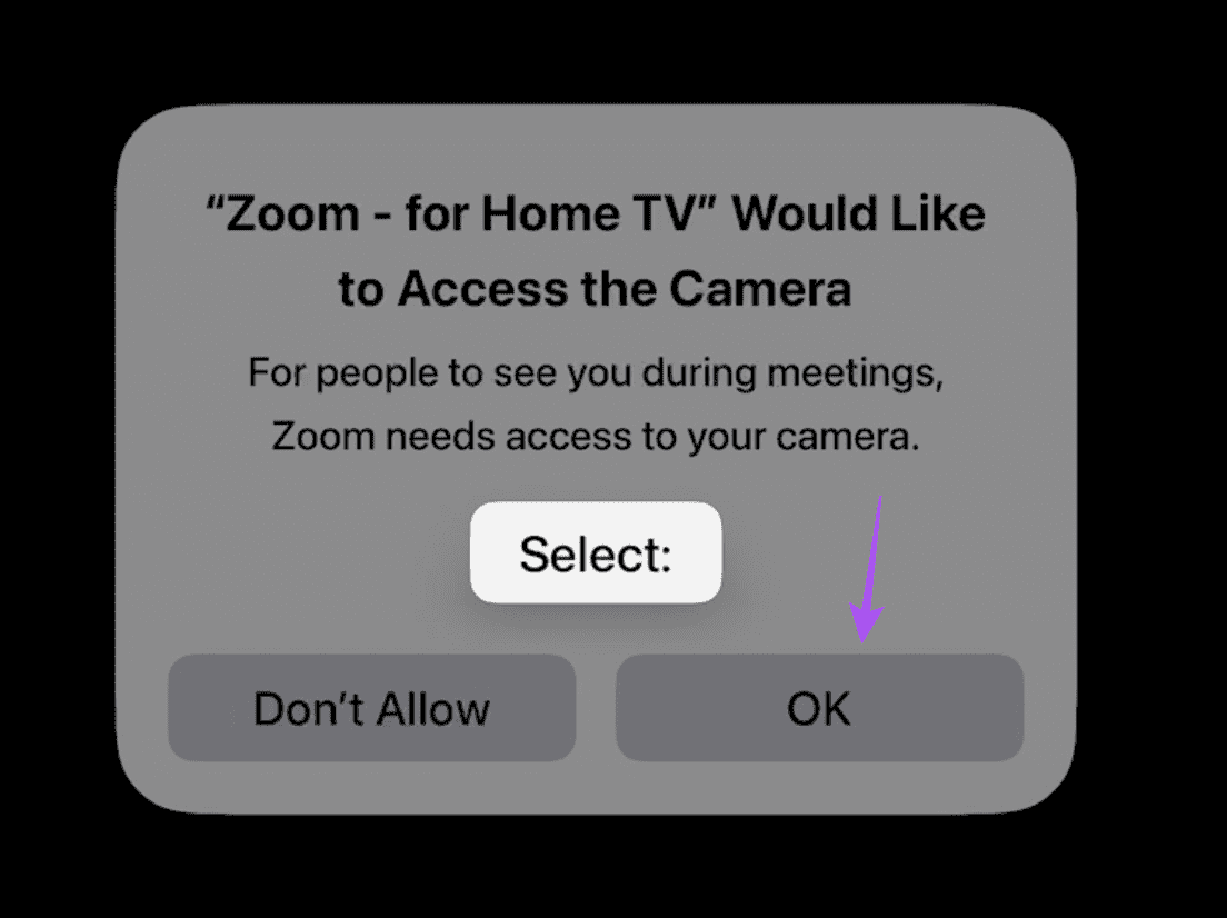 allow-camera-access-zoom-apple-tv-4k كيفية استخدام تطبيق Zoom على Apple TV 4K