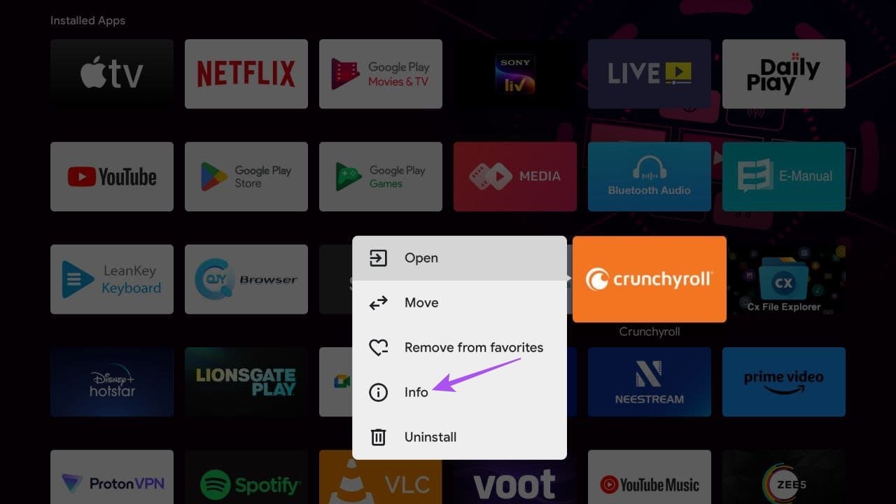 app-info-crunchyroll-android-tv أفضل 7 حلول لعدم إمكانية تسجيل الدخول إلى Crunchyroll