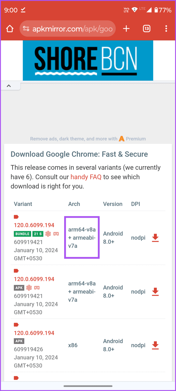 arm-v7a-app-apkmirror-691x1536-2 أفضل 7 إصلاحات لعدم تنزيل التطبيقات على Chromecast (Google TV)