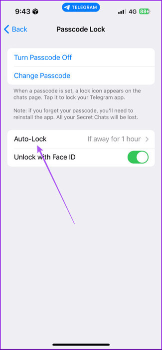 auto-lock-telegram-iphone-475x1024-1 كيفية قفل Telegram باستخدام رمز المرور على الهاتف المحمول وسطح المكتب