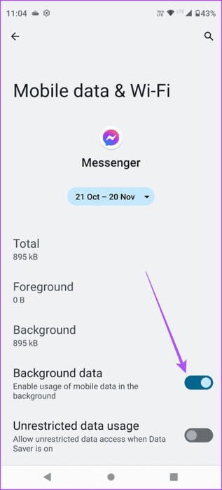 background-data-messenger-android-463x1024-1 أفضل 8 إصلاحات لعمل تطبيق Facebook Messenger على شبكة Wi-Fi فقط
