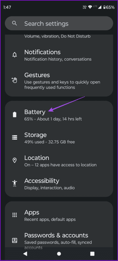 battery-settings-android-2-694x1536-1 أفضل 6 إصلاحات لعدم عمل إشعارات Google Drive على الهاتف المحمول وسطح المكتب
