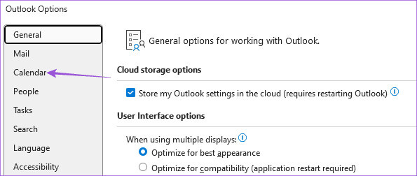calendar-options-outlook-windows1 كيفية إضافة وإزالة العطل في تقويم Outlook على الهاتف المحمول وسطح المكتب