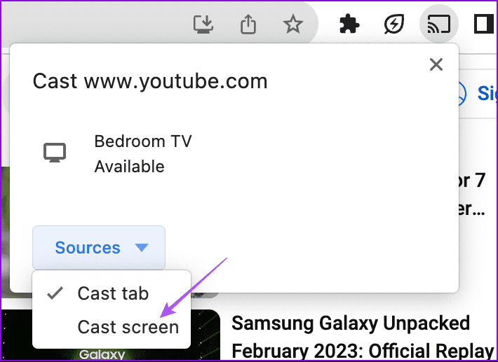 cast-macbook-screen-using-chrome كيفية توصيل جهاز MacBook بالتلفزيون – سلكيًا ولاسلكيًا