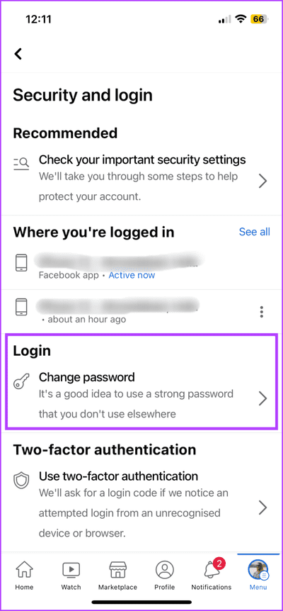 change-the-Facebook-password-4-713x1536-1 5 طرق سهلة لإصلاح عدم نشر مشاركة Instagram على Facebook