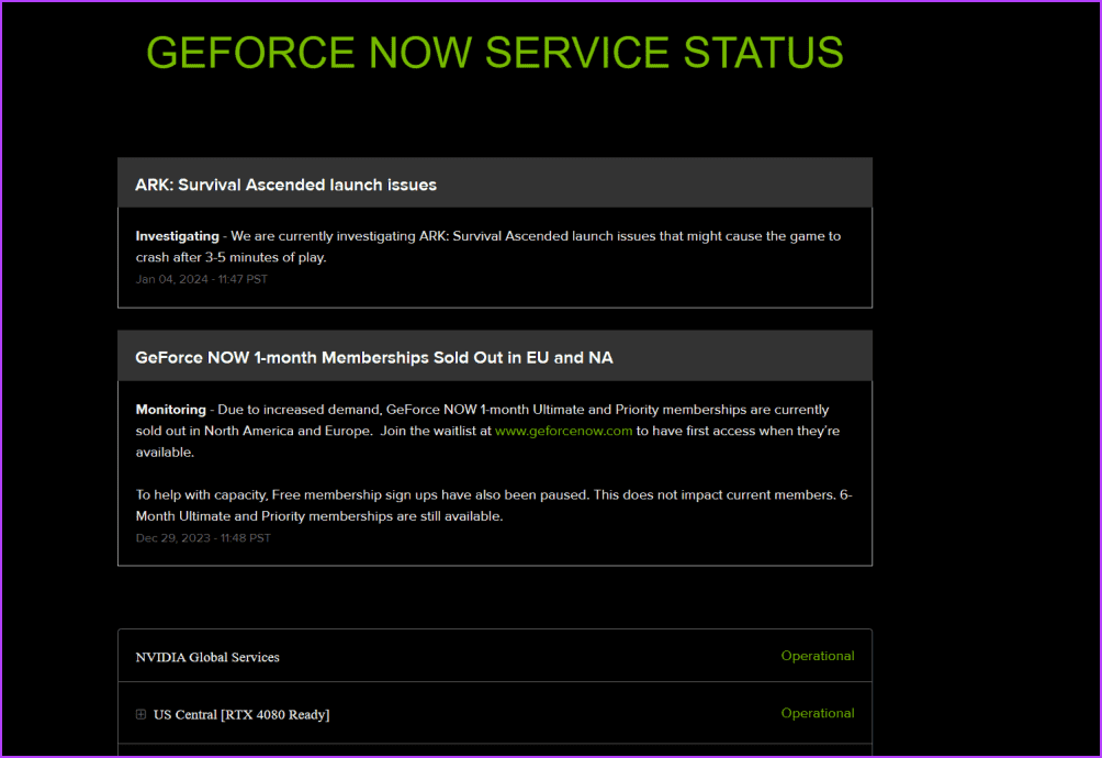check-nvidia-server-status أفضل 9 طرق لإصلاح رمز خطأ GeForce NOW 0x800b1004 في Windows 11