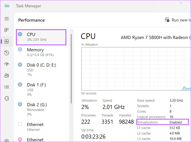 check-virtualization-status-2-1 أفضل 6 إصلاحات لخطأ VirtualBox "Vt-X غير متوفر" في Windows