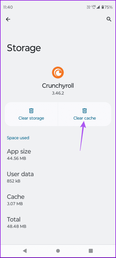 clear-cache-crunchyroll-android-694x1536-1 أفضل 7 حلول لعدم إمكانية تسجيل الدخول إلى Crunchyroll