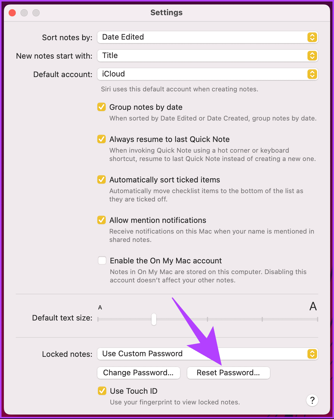 click-Reset-Password كيفية فتح Notes عند نسيان كلمة المرور على أجهزة Mac وiPhone