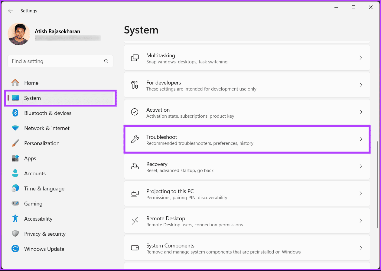 click-on-Troubleshoot-1 8 إصلاحات لمشكلة "جهازك يفتقد إصلاحات هامة تتعلق بالأمان والجودة" على Windows