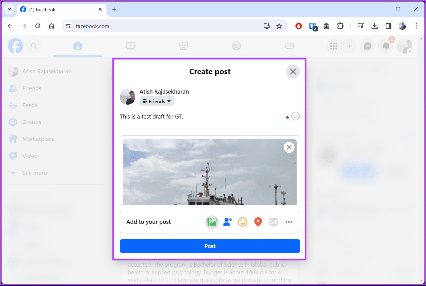 click-on-the-text-box-1 كيفية العثور على المسودات على Facebook على الهاتف المحمول وسطح المكتب