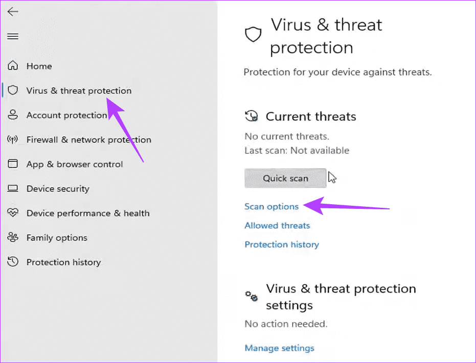 click-scan-options أفضل 6 إصلاحات لاستمرار الماوس في النقر من تلقاء نفسه على Windows 11
