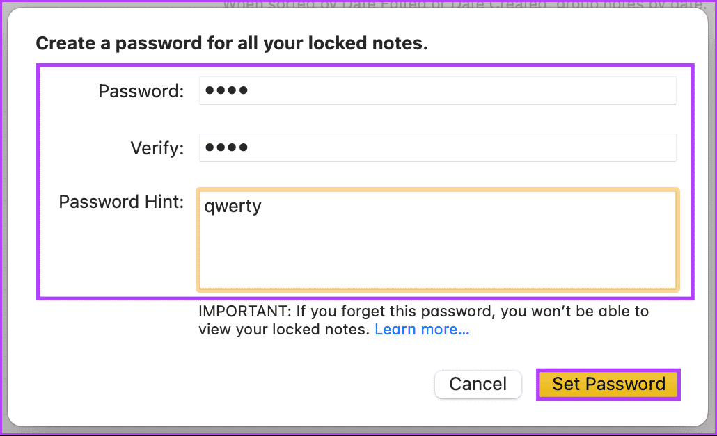 click-the-Set-Password-button كيفية فتح Notes عند نسيان كلمة المرور على أجهزة Mac وiPhone