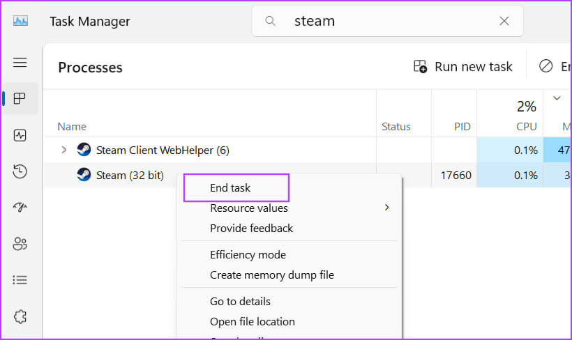 close-steam أفضل 8 إصلاحات لخطأ "أحد مكونات Steam المهمة لا تستجيب" في Windows 11