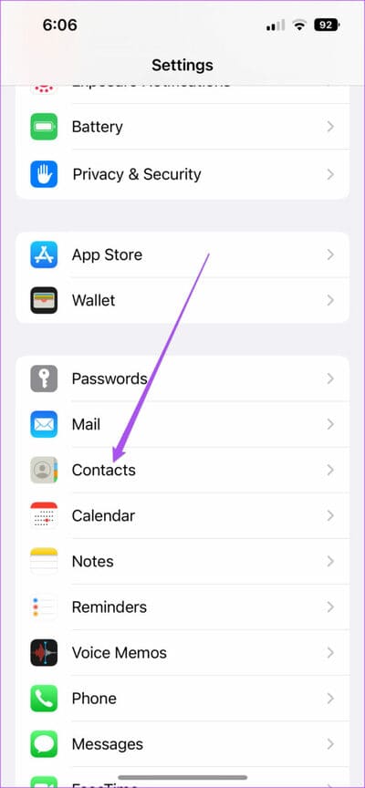 contacts-settings-iphone-711x1536-1 4 أفضل الطرق لطباعة جهات الاتصال من iPhone