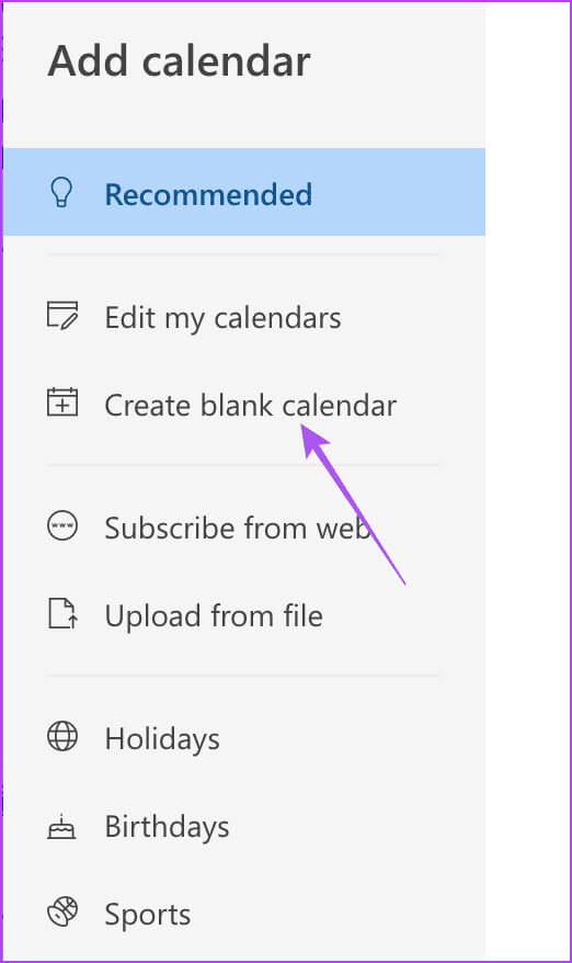 create-blank-calendar-outlook-web كيفية إضافة وإزالة العطل في تقويم Outlook على الهاتف المحمول وسطح المكتب