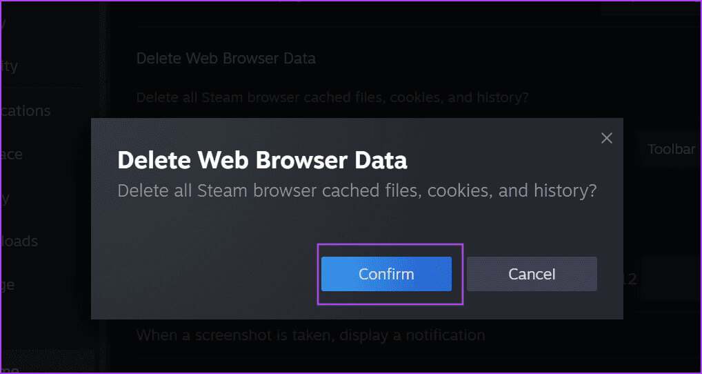 delete-browser-data-steam-2 أفضل 8 إصلاحات لخطأ "أحد مكونات Steam المهمة لا تستجيب" في Windows 11