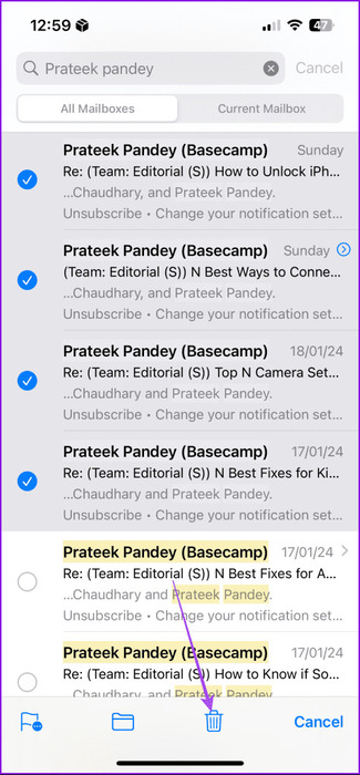 delete-emails-from-one-sender-mail-app-iphone-475x1024-1 كيفية حذف رسائل البريد الإلكتروني بشكل جماعي في Apple Mail