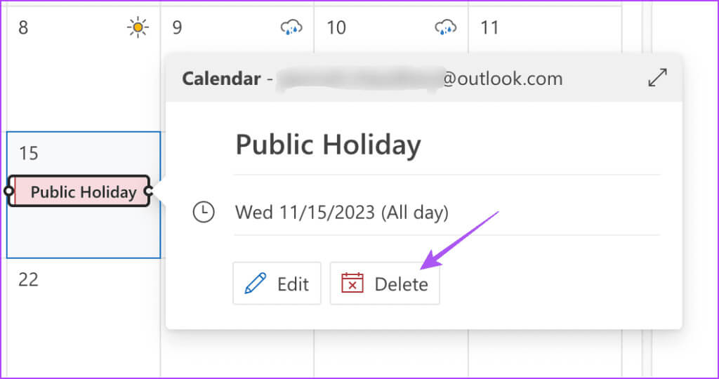 delete-holiday-from-outlook-calendar-web-1024x540-1 كيفية إضافة وإزالة العطل في تقويم Outlook على الهاتف المحمول وسطح المكتب