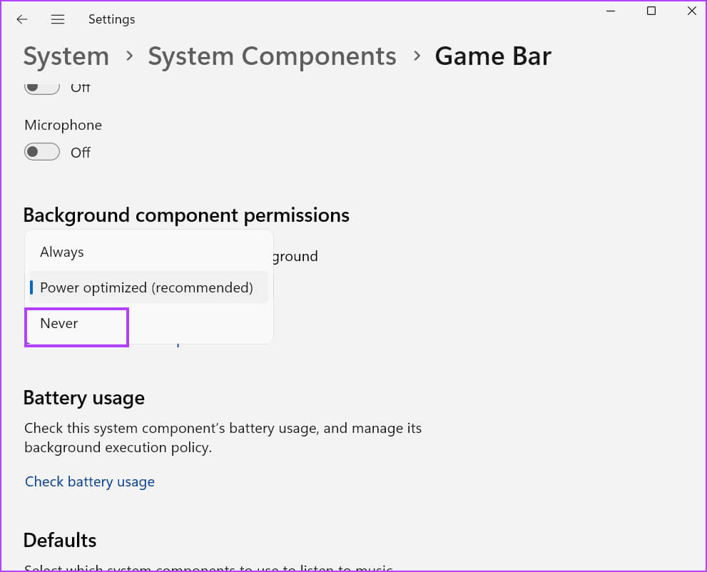 disable-game-bar-background أفضل 7 طرق لإصلاح خطأ "رفض الوصول" في لوحة تحكم NVIDIA في Windows 11