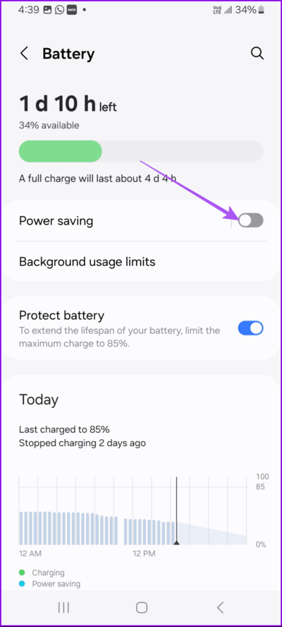 disable-power-saving-on-samsung-galaxy-phone-692x1536-1 أفضل 8 إصلاحات لعدم تتبع الخطوات على تطبيق Samsung Health في هواتف Samsung Galaxy