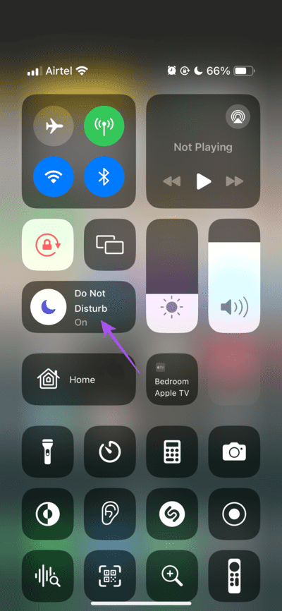 do-not-disturb-control-center-iphone كيفية إيقاف تشغيل الإشعارات للتطبيقات على iPhone