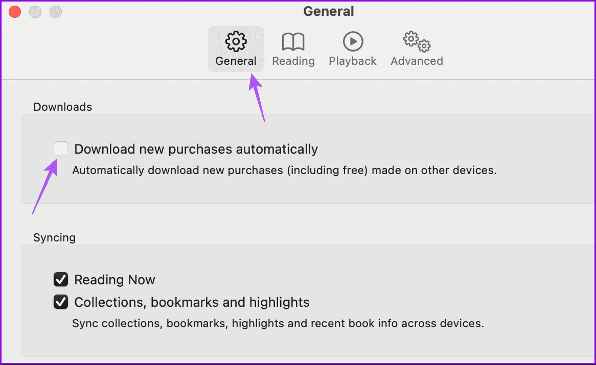 download-new-purchases-automatically-books-app-mac أفضل 5 إصلاحات لعدم تنزيل الكتب على تطبيق Apple Books