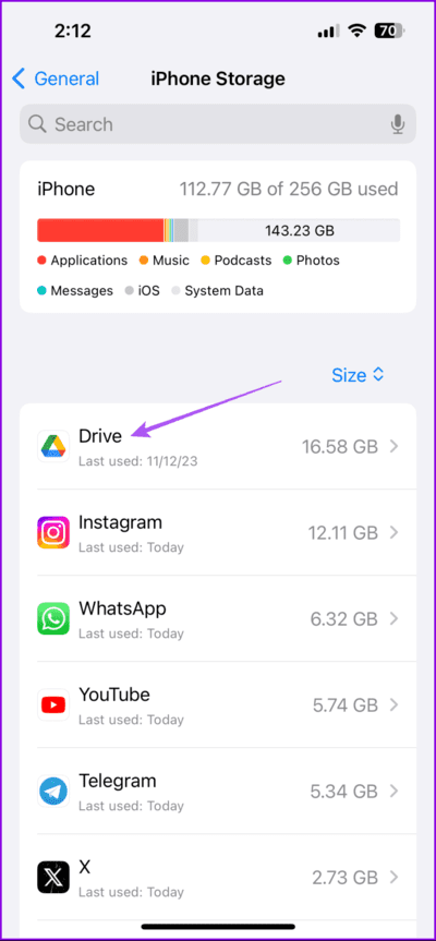 drive-iphone-storage-settings-712x1536-1 أفضل 6 إصلاحات لعدم عمل إشعارات Google Drive على الهاتف المحمول وسطح المكتب